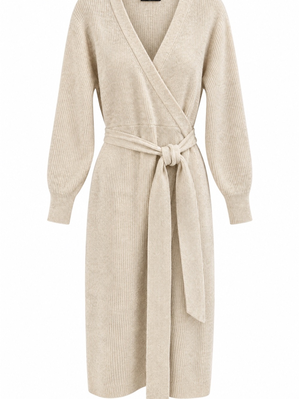 Lane Bryant Neutral Ribbed Wrap Dress in Light Taupe